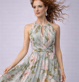 ABITO ABBA ELEGANTE VOILE A FIORI SCOLLATURA CON GOCCIA GONNA MORBIDA FASCIA ELASTICIZZATA DIETRO ART 1595