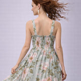 ABITO ABBA ELEGANTE VOILE A FIORI SCOLLATURA CON GOCCIA GONNA MORBIDA FASCIA ELASTICIZZATA DIETRO ART 1595