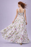 ABITO ABBA ELEGANTE VOILE A FIORI SCOLLATURA CON GOCCIA GONNA MORBIDA FASCIA ELASTICIZZATA DIETRO ART 1595