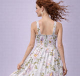 ABITO ABBA ELEGANTE VOILE A FIORI SCOLLATURA CON GOCCIA GONNA MORBIDA FASCIA ELASTICIZZATA DIETRO ART 1595