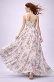 ABITO ABBA ELEGANTE IN VOILE STAMPA DELICATA SCOLLO A V SPALLA LARGA FASCIA IN VITA SPACCO ART EP1596