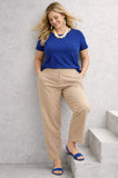 PANTALONI DONNA LUISA VIOLA CALINE SATIN DI COTONE GFASCETTA IN VITA CON DOPPIO BOTTONE GAMBA MORBIDA ART P12F01348