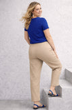 PANTALONI DONNA LUISA VIOLA CALINE SATIN DI COTONE GFASCETTA IN VITA CON DOPPIO BOTTONE GAMBA MORBIDA ART P12F01348