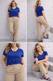 PANTALONI DONNA LUISA VIOLA CALINE SATIN DI COTONE GFASCETTA IN VITA CON DOPPIO BOTTONE GAMBA MORBIDA ART P12F01348