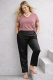 PANTALONI DONNA LUISA VIOLA CALINE SATIN DI COTONE GFASCETTA IN VITA CON DOPPIO BOTTONE GAMBA MORBIDA ART P12F01348