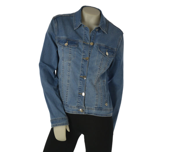 GIUBBETTO JEANS DONNA EMANUELA COSTA ELASTICIZZATO STRASS TASCHINI BOTTONI ART. EC8054