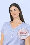 PIGIAMA DONNA ZERO PIGIAMORE COTONE PURO COTONE GAMBA PINOCCHIETTO COLLO  RICAMATOA V MEZZE MANICHE  ART Z4847E