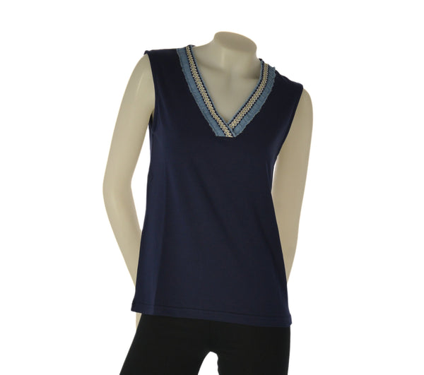 MAGLIA DONNA GAIA B SMANICATA SCOLLO A V INSERTI COTONE ART. 133