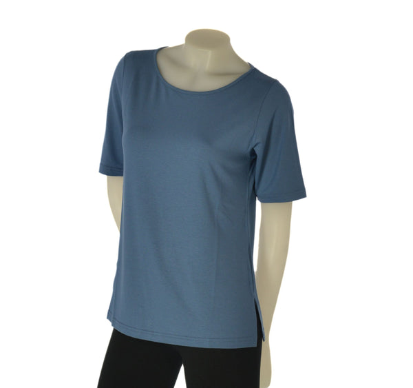 T-SHIRT DONNA GAIA B MANICA CORTA SCOLLO A GIRO SPACCHI VISCOSA ART. 607