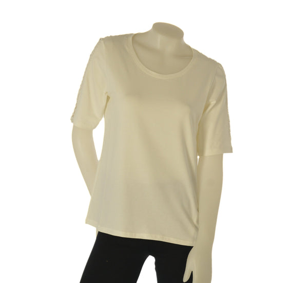 T-SHIRT DONNA GAIA B MANICA CORTA GIRO COLLO PIZZO COTONE ART. 151