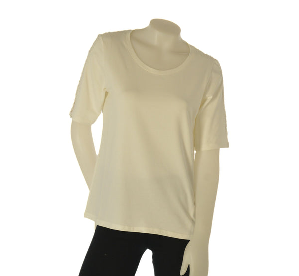 T-SHIRT DONNA GAIA B MANICA CORTA GIRO COLLO PIZZO COTONE ART. 151