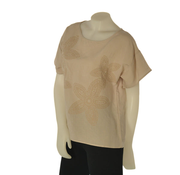 BLUSA DONNA GAIA B MANICA CORTA STAMPA LINO VISCOSA ART. 160