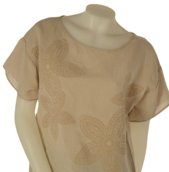 BLUSA DONNA GAIA B MANICA CORTA STAMPA LINO VISCOSA ART. 160