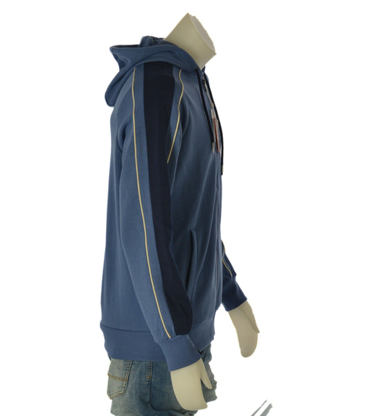 FELPA UOMO SCUOLA NAUTICA ITALIANA GARZATA ZIP CAPPUCCIO TASCHE POLSINI FASCIA BANDA LOGO ART.162706