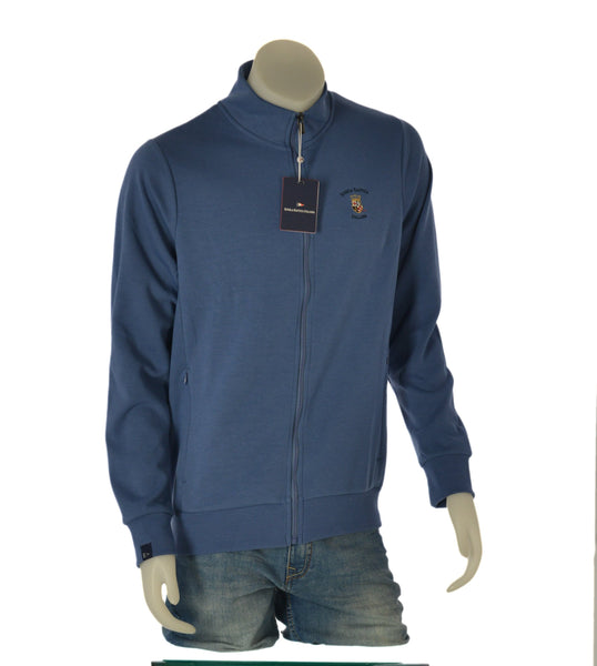 FELPA UOMO SCUOLA NAUTICA ITALIANA GARZATA ZIP TASCHE POLSINI FASCIA LOGO ART.162707