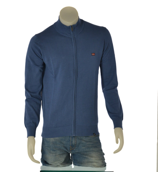 MAGLIONE UOMO NORWAY COTONE ZIP POLSINI FASCIA LOGO ART.853102