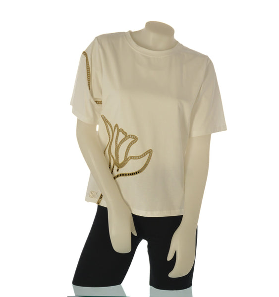 T-SHIRT RAGAZZA LAURA BIAGIOTTI GIROCOLLO MEZZA MANICA LAVORAZIONE TRAFORATA ART.26P1410