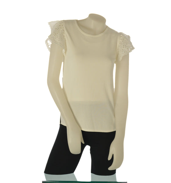 T-SHIRT RAGAZZA GRIFFAI GIROCOLLO VOLANT PIZZO SPACCHETTI ART.7632