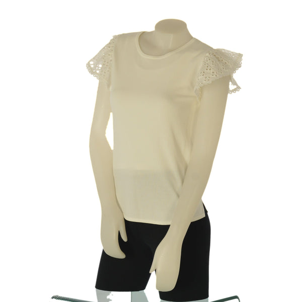 T-SHIRT RAGAZZA GRIFFAI GIROCOLLO VOLANT PIZZO SPACCHETTI ART.7632