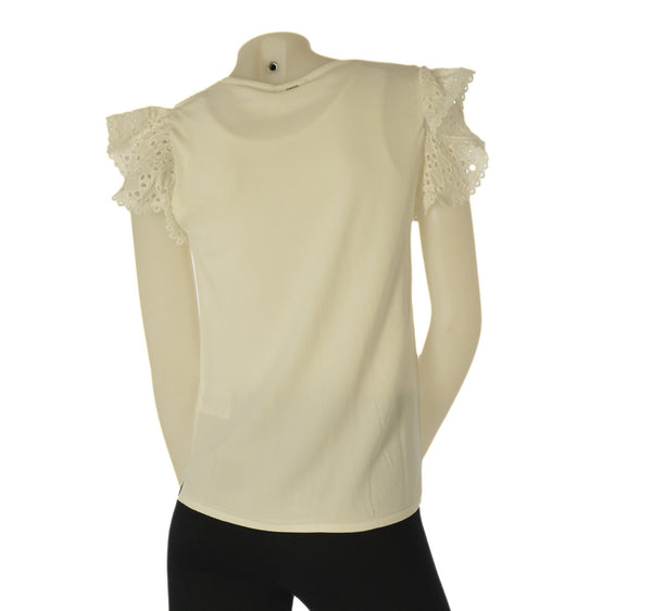 T-SHIRT RAGAZZA GRIFFAI GIROCOLLO VOLANT PIZZO SPACCHETTI ART.7632
