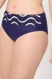 SLIP BIKINI A VITA ALTA CON STAMPA A ONDE MARINE YSABEL MORA  ART 83372
