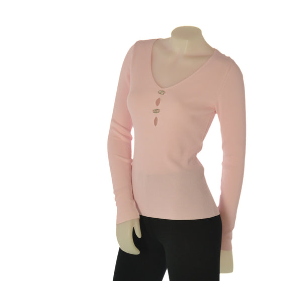 MAGLIA DONNA GRIFFAI MANICA LUNGA COSTINE APPLICAZIONI SCOLLO V VISCOSA ART. DGP7635