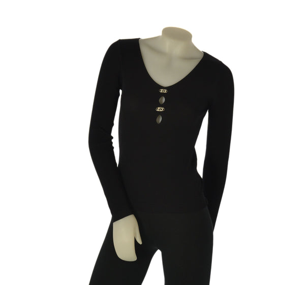 MAGLIA DONNA GRIFFAI MANICA LUNGA COSTINE APPLICAZIONI SCOLLO V VISCOSA ART. DGP7635
