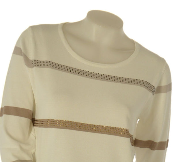 MAGLIA DONNA GAIA B MANICHE 3/4 RIGATA STRASS VISCOSA ART. 262