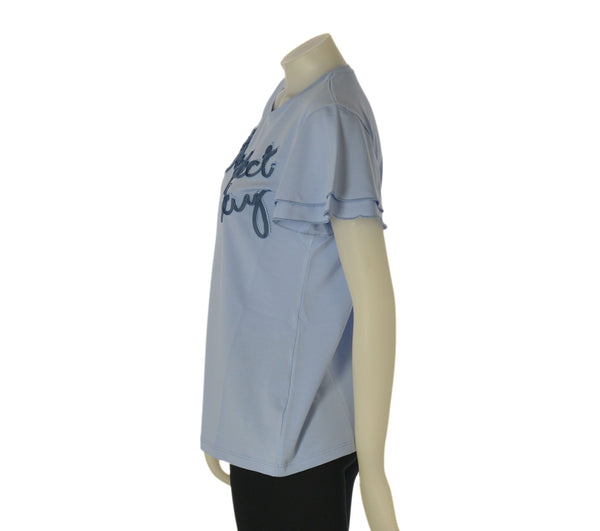 T-SHIRT DONNA GAIA B. GIROCOLLO MANICHE CORTE CAMPANA APPLICAZIONI COTONE ART. 127