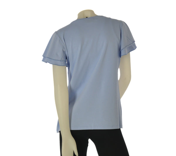 T-SHIRT DONNA GAIA B. GIROCOLLO MANICHE CORTE CAMPANA APPLICAZIONI COTONE ART. 127