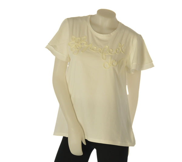 T-SHIRT DONNA GAIA B. GIROCOLLO MANICHE CORTE CAMPANA APPLICAZIONI COTONE ART. 127