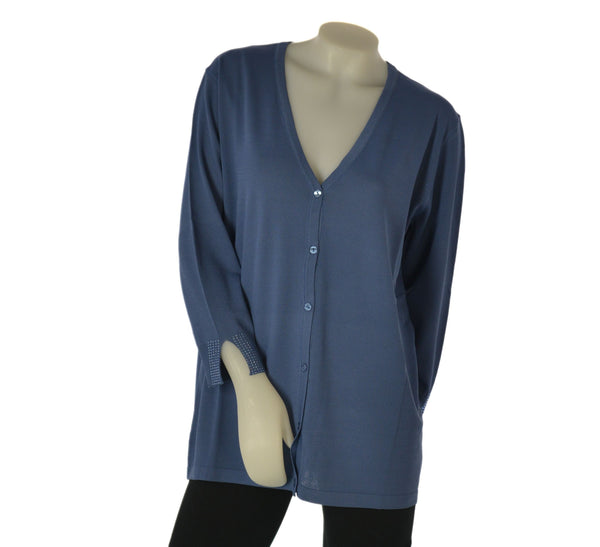 CARDIGAN DONNA GAIA PIU TAGLIE OVER BOTTONI STRASS VISCOSA ART. 555