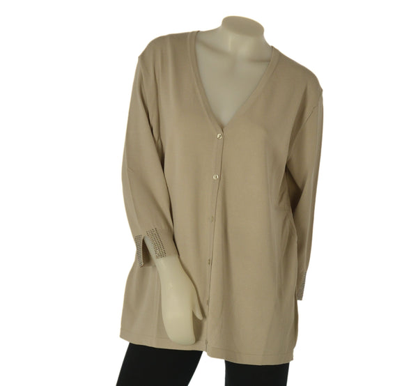 CARDIGAN DONNA GAIA PIU TAGLIE OVER BOTTONI STRASS VISCOSA ART. 555