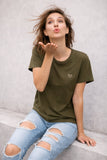T-SHIRT DONNA LINEA IO DI PIU PURO COTONE MEZZA MANICA CON STRASSE  ARTIP0061T-SCHIRT