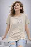 T-SHIT  DONNA PURO LINEA BASILE COTONE MEZZA MANICA CON STAMPA ART BEW234