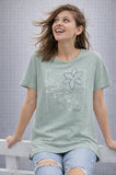 T-SHIT  DONNA PURO LINEA BASILE COTONE MEZZA MANICA CON STAMPA ART BEW234