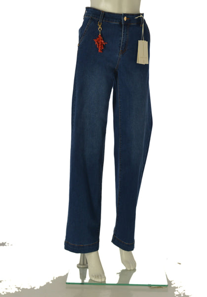 JEANS DONNA EMANUELA COSTA ZIP BOTTONE TASCHE PASSANTI LARGO ART.EC6858