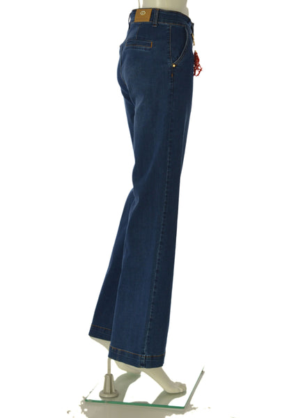 JEANS DONNA EMANUELA COSTA ZIP BOTTONE TASCHE PASSANTI LARGO ART.EC6858