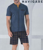 PIGIAMA UOMO CORTO COTONE SERAFINO TASCHINO SCOZZESE PURO COTONE NAVIGARE 141991