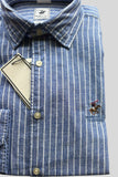 CAMICIA UOMO POLO CLUB MISTO LINO RIGATO COLLO MEZZO FRANCESE VESTIOBILITA REGULAR ART MARS
