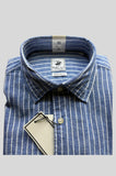 CAMICIA UOMO POLO CLUB MISTO LINO RIGATO COLLO MEZZO FRANCESE VESTIOBILITA REGULAR ART MARS