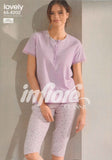 PIGIAMA DONNA PURO COTONE PINOCCHIETTO CUORI PIZZO INFIORE 654202