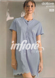 CAMICIA DA NOTTE DONNA PURO COTONE APERTA CON BOTTONI POIS PIZZO INFIORE 634233