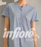 CAMICIA DA NOTTE DONNA PURO COTONE APERTA CON BOTTONI POIS PIZZO INFIORE 634233