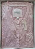 CAMICIA DA NOTTE DONNA PURO COTONE APERTA CON BOTTONI POIS PIZZO INFIORE 634233