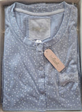 CAMICIA DA NOTTE DONNA PURO COTONE APERTA CON BOTTONI POIS PIZZO INFIORE 634233