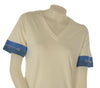 T-SHIRT DONNA GAIA SCOLLO V MEZZA MANICA COLORE STRASS COMODA PRATICA ART.158