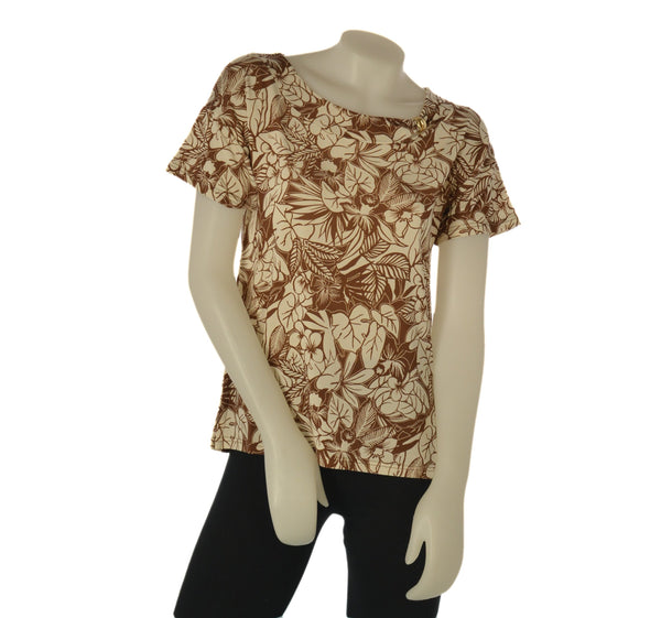 T-SHIRT DONNA GAIA GORICOLLO MEZZA MANICA APPLICAZIONE FANTASIA SPACCHETTI  COMODA PRATICA ART.172