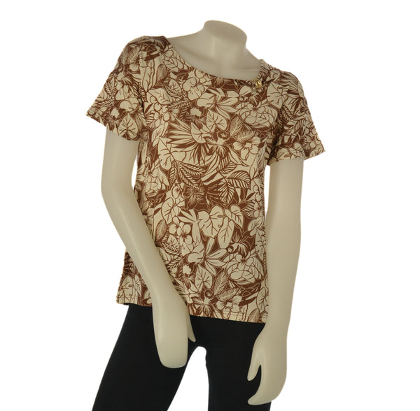 T-SHIRT DONNA GAIA GORICOLLO MEZZA MANICA APPLICAZIONE FANTASIA SPACCHETTI  COMODA PRATICA ART.172