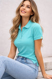 MAGLIA DONNA POLO VIRGINIA BLU PURO COTONE CON BOTTONCINI PARTICOLARI E SPACCHETTIO ART CROWN